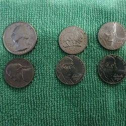 7 Old Coins 4proof Nickles A 1941 Nickle And A Proof Bicentennial Quarter 