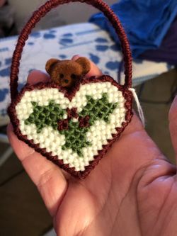 Homemade bear heart ornaments