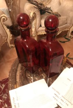 Red decoration bottles