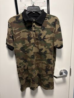 Galaxy by Harvic Green Brown Black Camouflage Polo Short Sleeve Men’s Size M