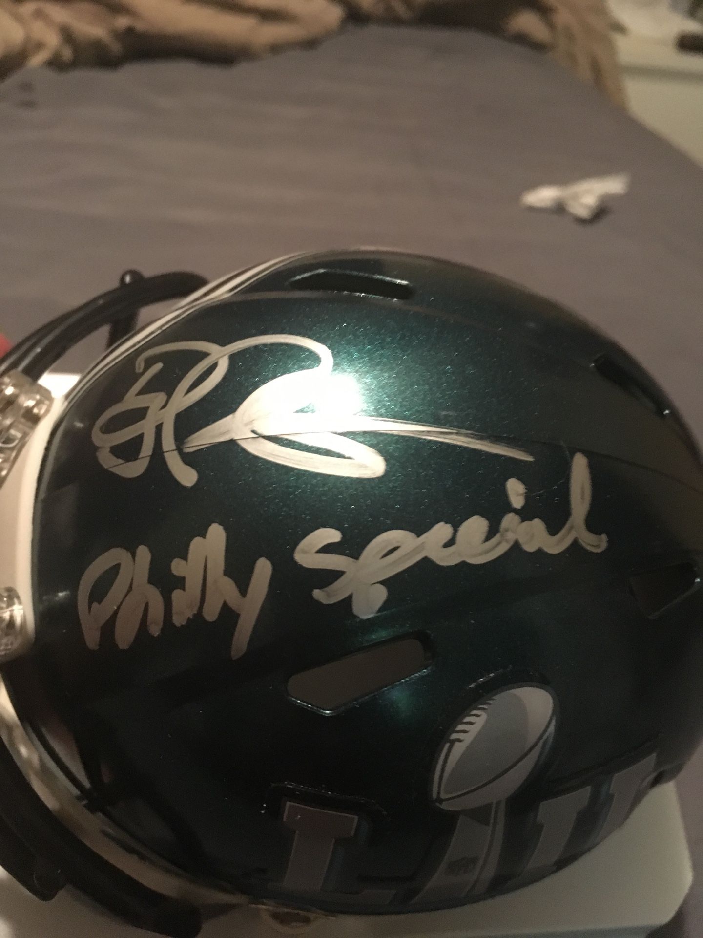 Autographed mini Doug Petterson philly special at Super Bowl with COA
