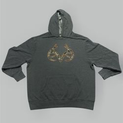 Vintage y2k Realtree gray and orange Camo Hoodie sweatshirt  Size XL