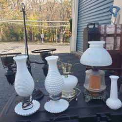 Milkglass And Antique Lamps/ Bargain 