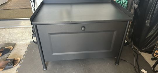 Black IKEA storage bench