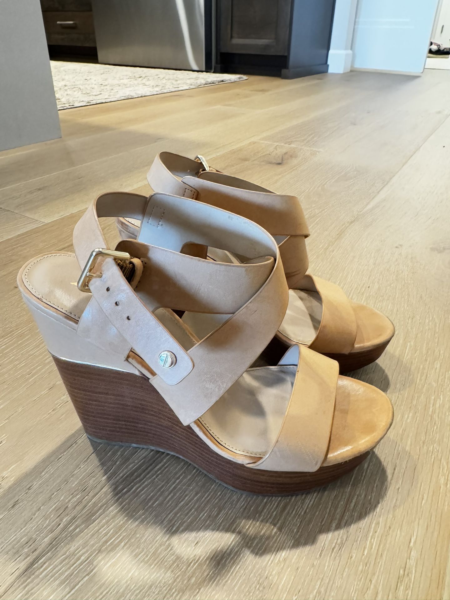 Tan Also Wedges Size 8.5