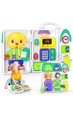 Montessori Educational Toys Bilingual Busy Board for Toddlers 1-3