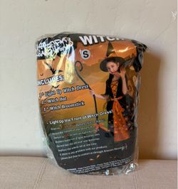 which light up dress  witch hat witch broomstick  Halloween  custom for girls size S 5-7