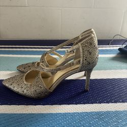 jessica simpson accile champaign gold heels 8M