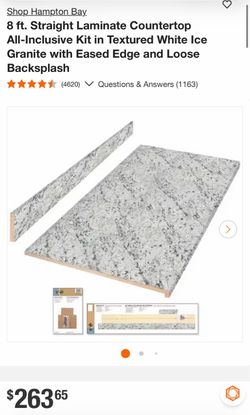 Hampton Bay 8 ft. Straight Laminate Countertop All-Inclusive Kit in Textured White Ice Granite with
