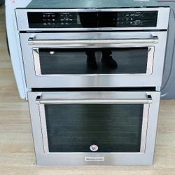 New In Box Stainless Steel Kitchen Aid 30” Microwave Oven Combo Convection