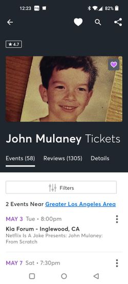 Jon Mulaney Tickets. Forum Tues May 3rd
