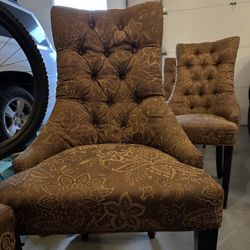 6 Brown Tufted Dining Chairs