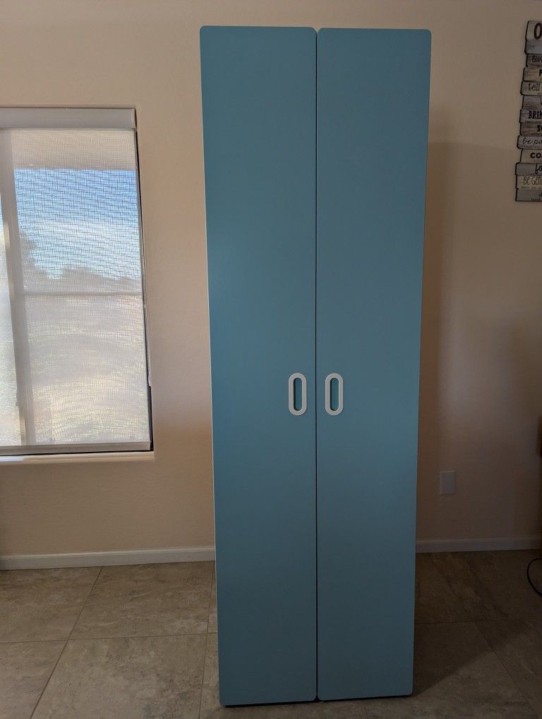 IKEA STUVA white cabinet with 2 blue doors