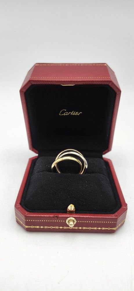 Cartier 18kt Gold Tri-color Trinity Rolling Band Ring Size 10