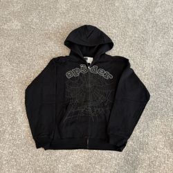 Brand New Black Zip Up Sp5der Hoodie
