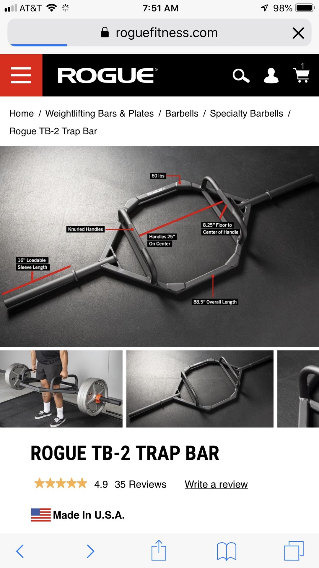 Rogue trap bar tb-2