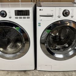 LG WM3670HWA 27 Inch 4.5 Cu. Ft. Front Load Washer & LG DLEX3370W 27 Inch Electric Dryer