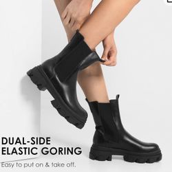 Black Faux Leather Boots 