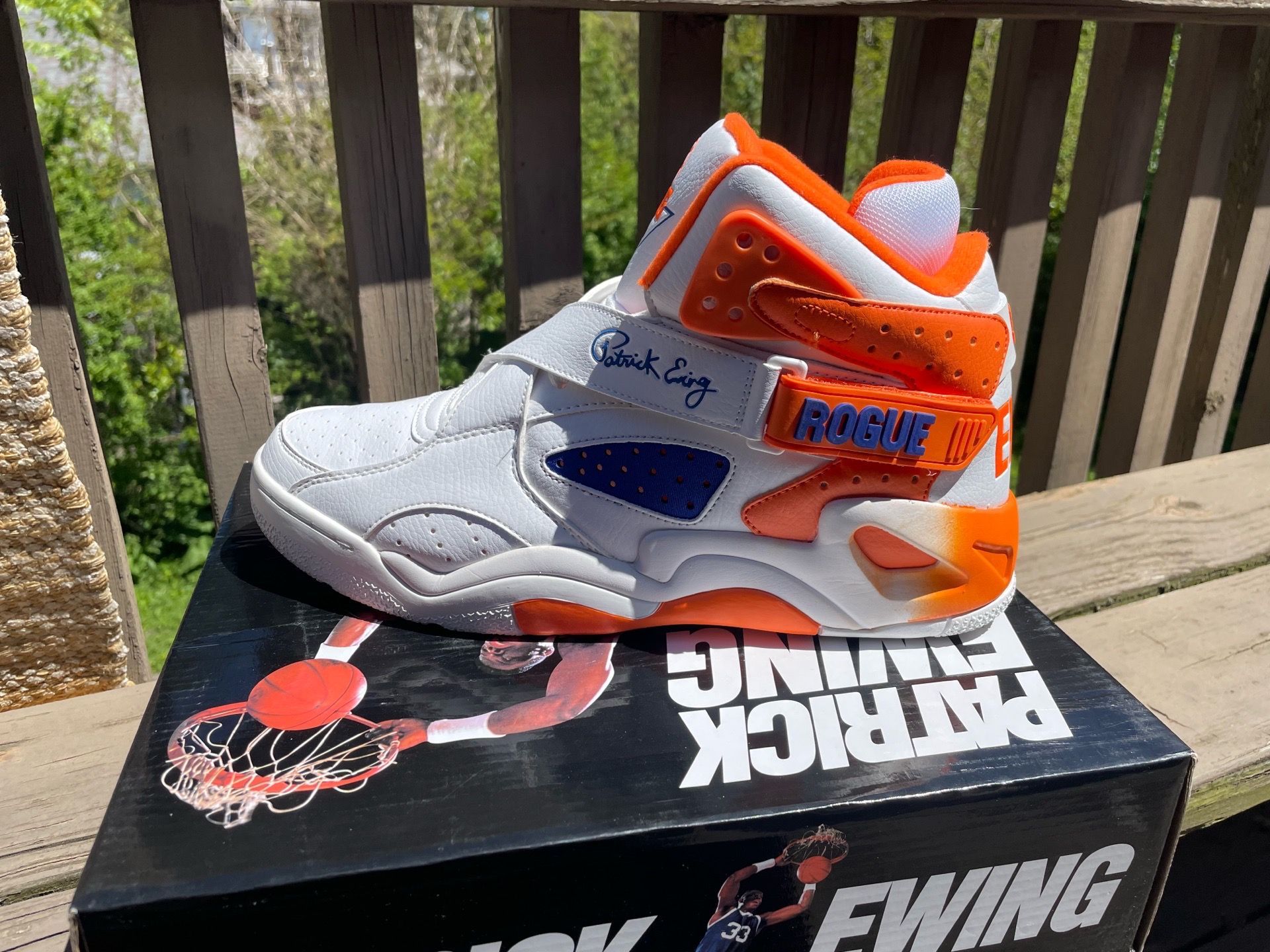 PATRICK EWING ATHLETICS MEN'S 1BM01886-132 ROGUE WHITE BLUE ORANGE BASKETBALL SHOES