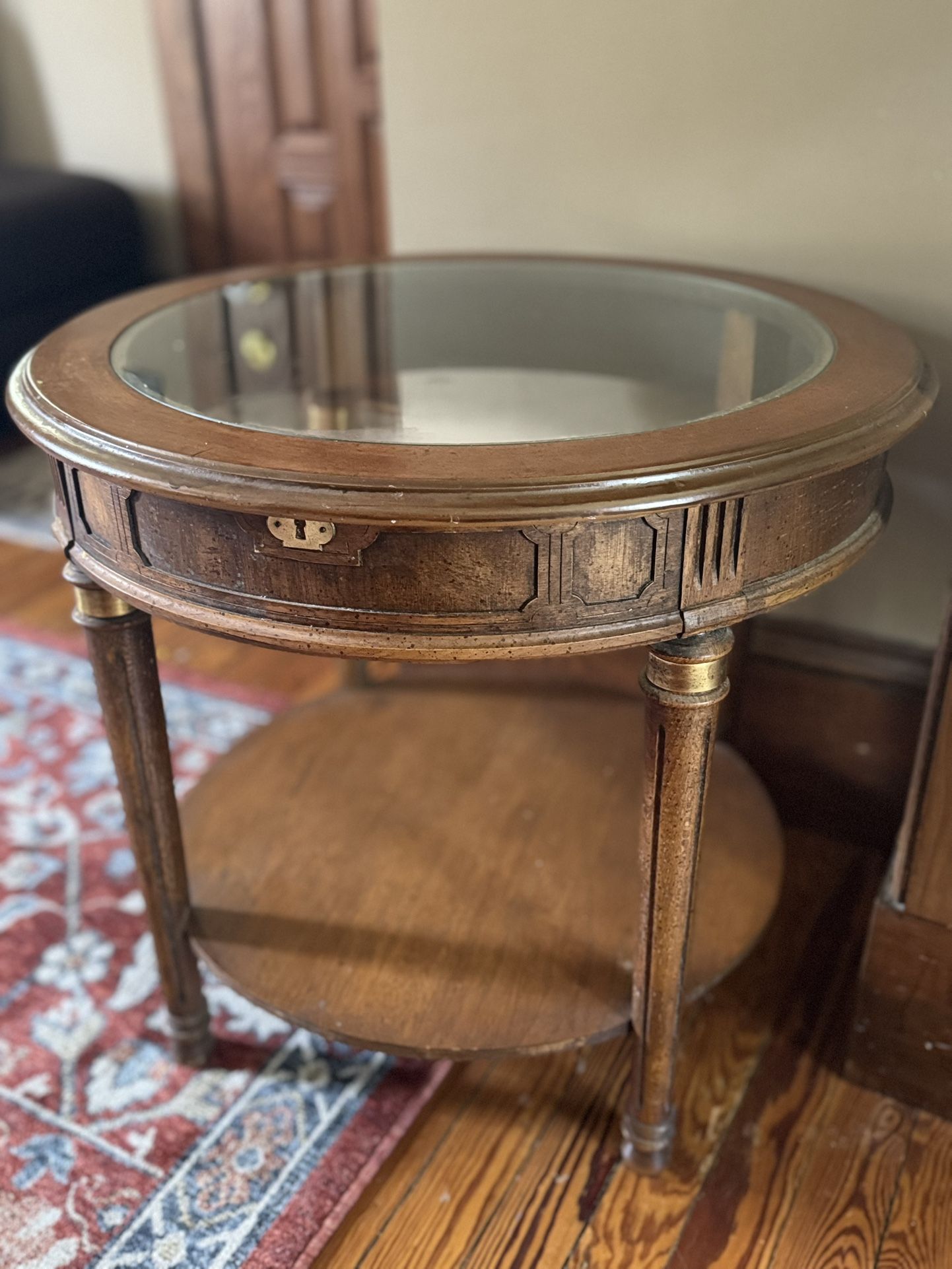 Wooden Table With Glass Top
