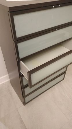 Ikea Hopen Black-Brown Frosted Glass 6-Drawer Chest