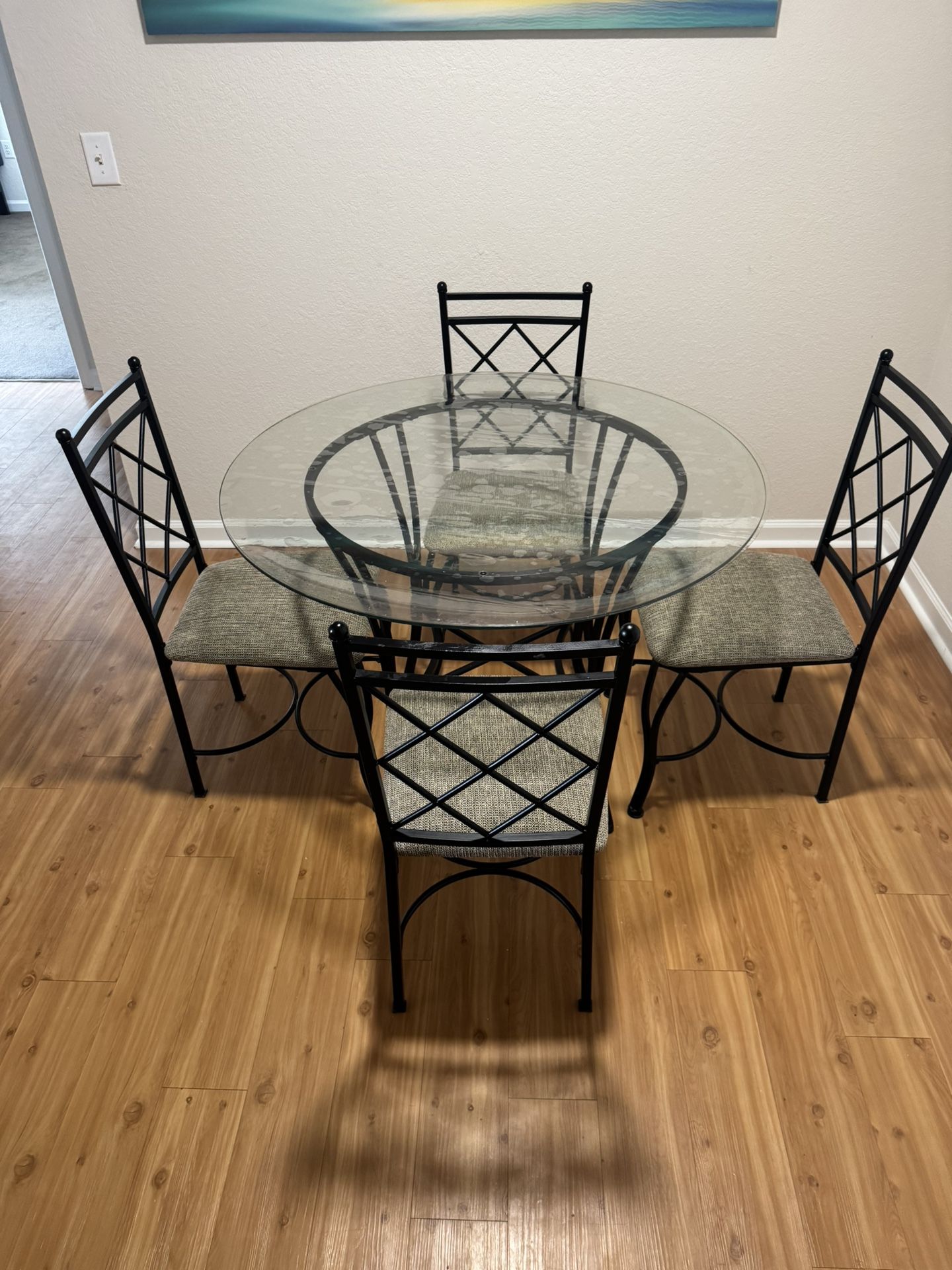 42” Glass Table And 4 Chairs