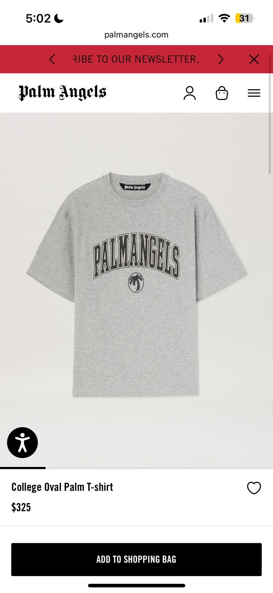 Palm Angels College T Shirt