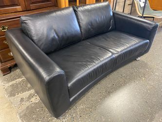 NICOLETTI Black Leather Modern Sofa