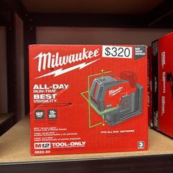 Milwaukee M12 Green Laser- Cross Line And Plump Points 