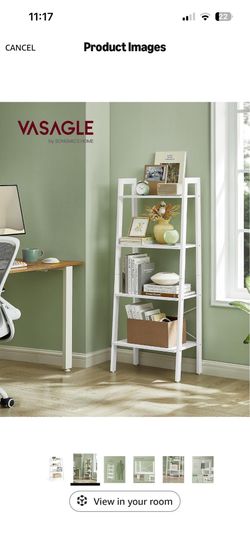 Ladder Shelf, Bookshelf, Storage Rack, Modern Bookcase for Living Room Home Office Kitchen, Steel Frame, 4-Tier, 22-Inch Wide, Maple White and Pearl W
