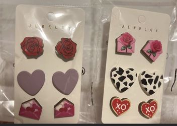 New Valentine Earrings 8.00 Each Set . Wood 