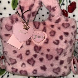 “Juicy Warm Up” Pink Furry Leopard Tote Bag 