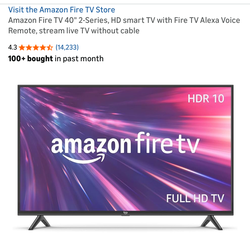Amazon Fire TV 40" 2-Series, HD smart TV with Fire TV Alexa Voice Remote, stream live TV without cable