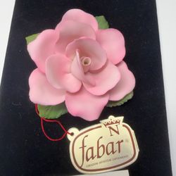Vintage Lillian Vernon Fabar Capodimonte Pink Rose Porcelain Figurine Italy A-10