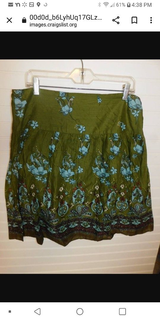 Women's Skirt size Large - Moss Green & Turquoise Paisley
