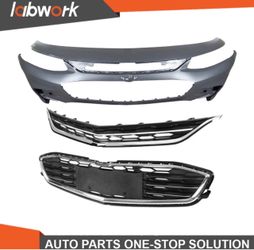 📿100! Labwork Front Bumper Cover & Upper And Lower Grille For 2016-2018 Chevy Malibu