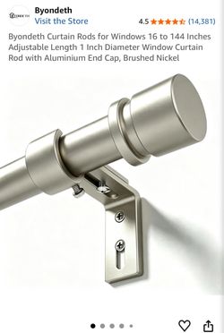 Byondeth Adjustable Curtain Rod Brushed Nickel