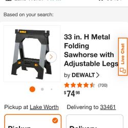 Sawhorse 33" Dewalt Adjustable Metal