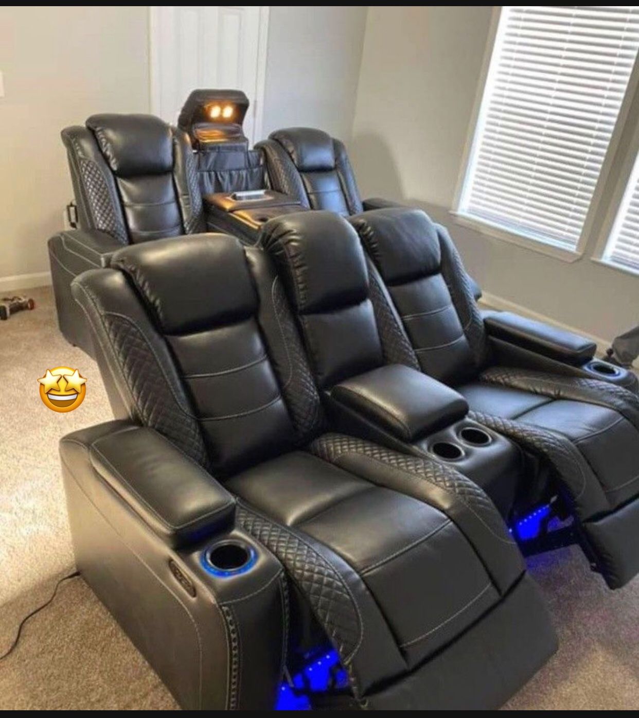 Theater Room Black Modern Power Reclining Sofa And Loveseat 🌟 New Brand 🔥 Financing Options☑️