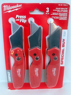 Milwaukee FASTBACK Compact Folding Utility Knife with General Purpose Blade (3-Pack)