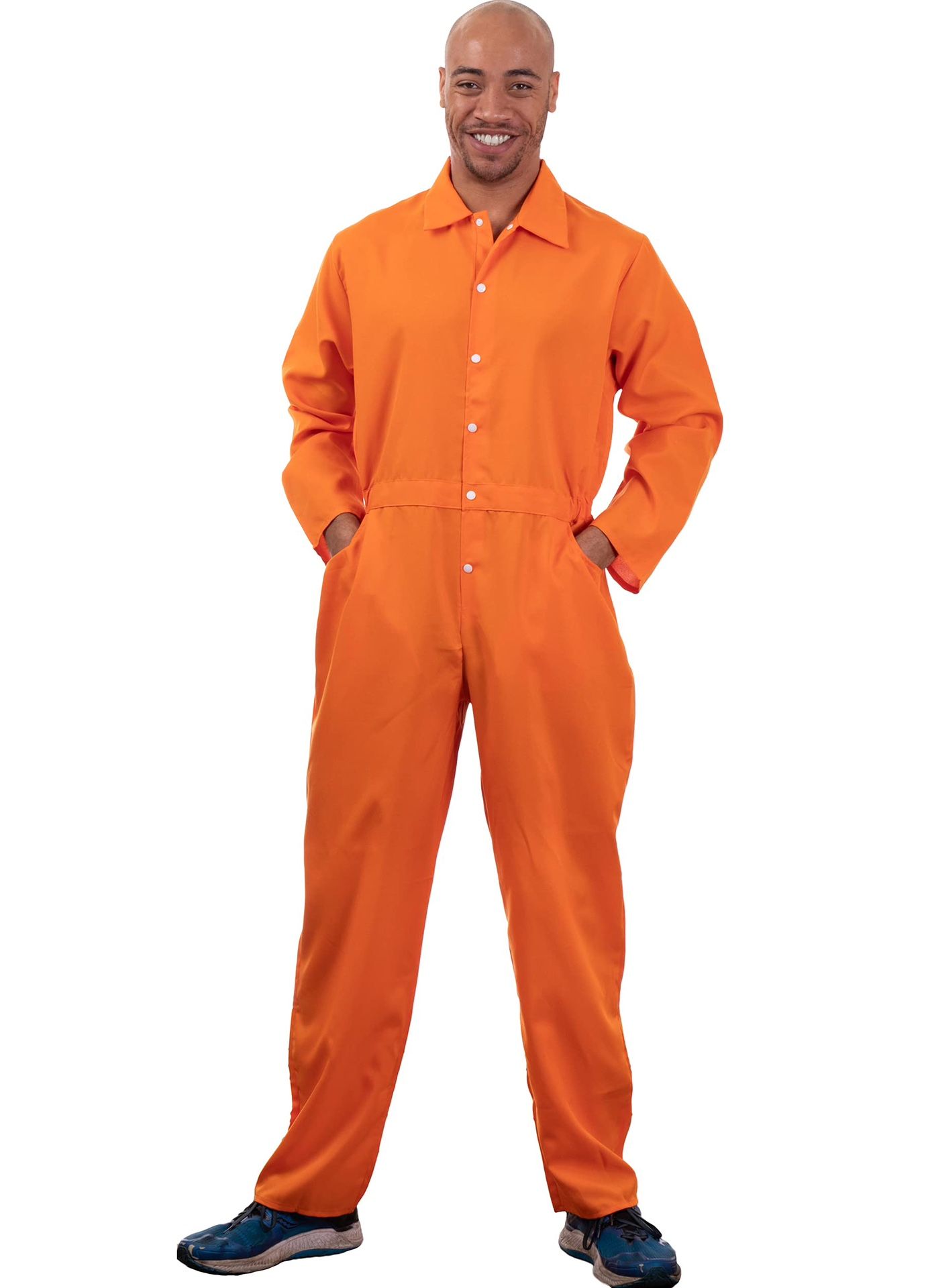 Prisoner Jumpsuit | Orange Prison Inmate Halloween Costume Unisex Jail Criminal-Adult,L.