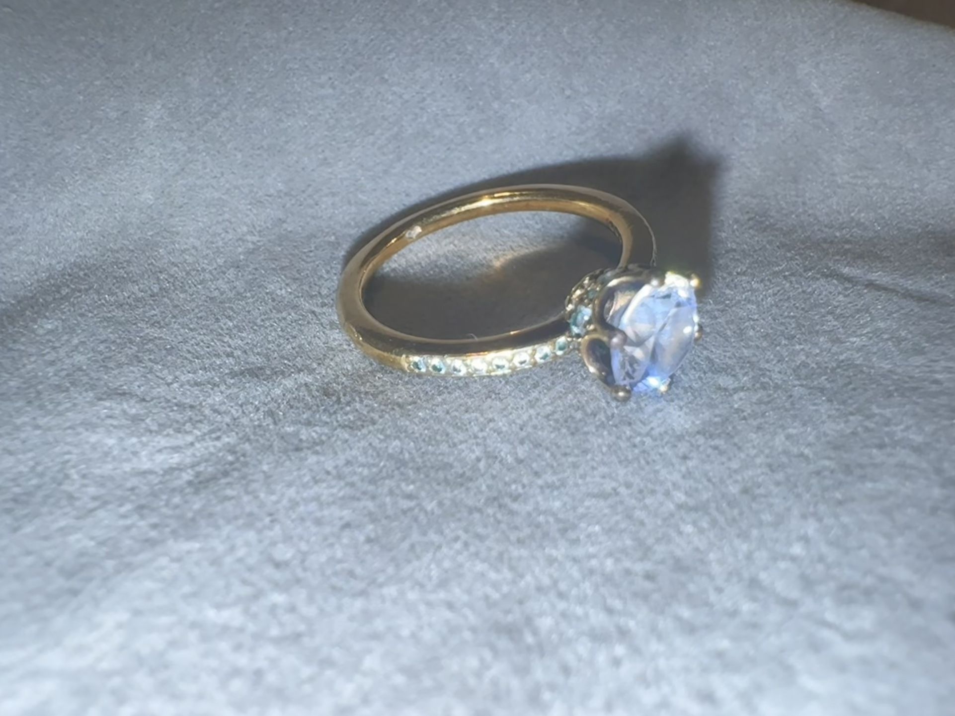 Clear Sparkling Crown Solitaire Ring 14k gold plating