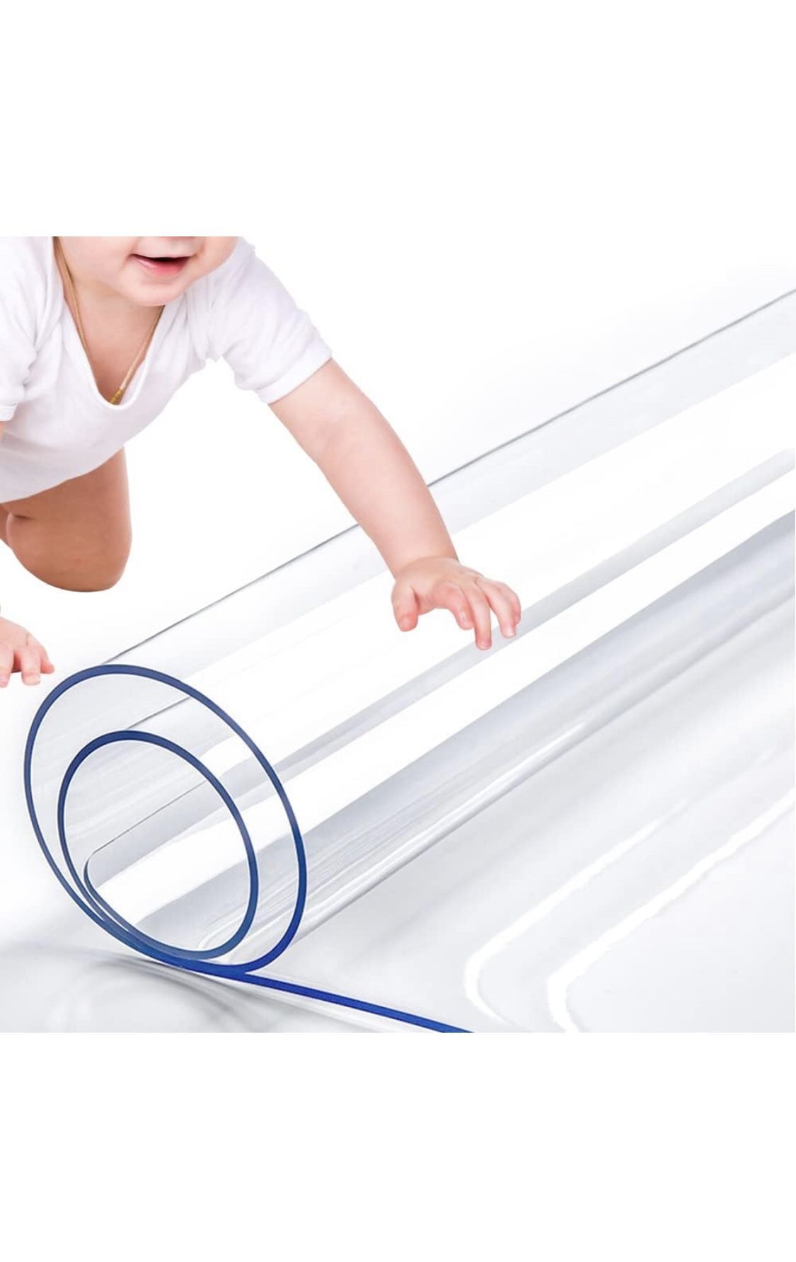24 x 96Inch Clear Plastic Transparent Tablecloth Protector Waterproof Office Desk Blotter Pad Vinyl Dining Room Table Protector for Wood Furniture Ki
