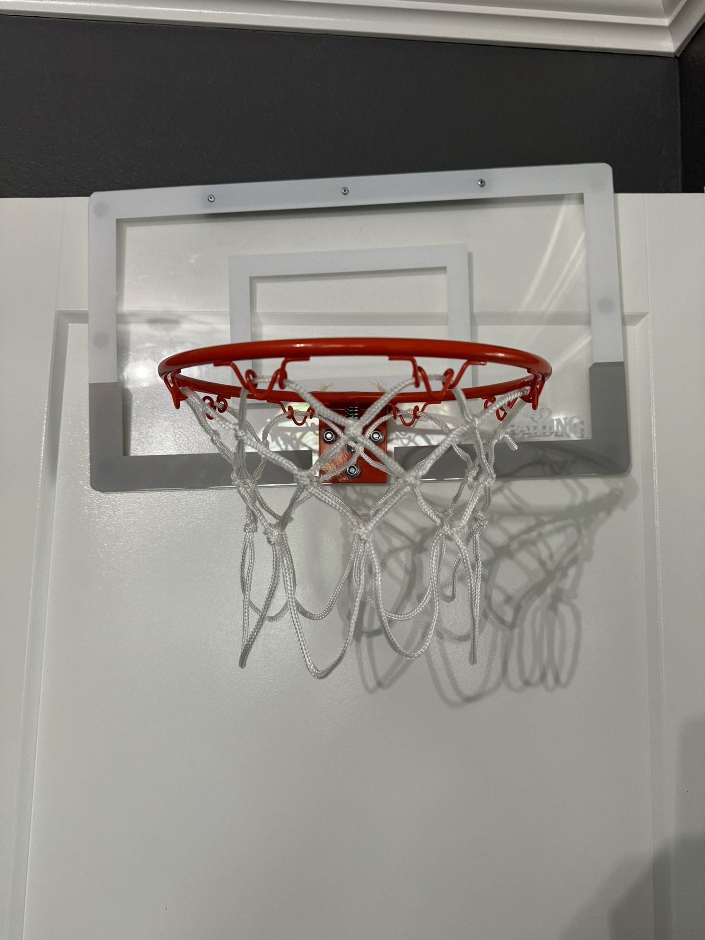 spalding over the door mini basketball hoop. 