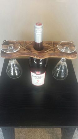 Wooden Wine Glass and Bottle Holder
