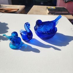 beautiful vintage blue glass 