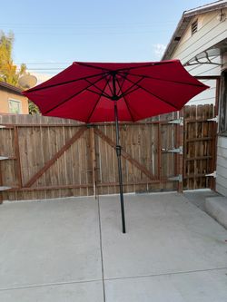 Red Outdoor Patio Umbrella 9 ft