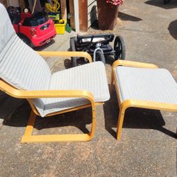 Ikea Poang Chair With Ottoman