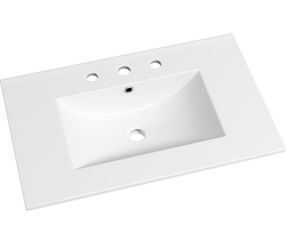 30" Drop in Bathroom Sink, 3 Holes (8" Widespread) Vanity Sink Top 30"x18¼", Ceramic Drop-in vanity sink, 8" widespread 3 holes, Rectangular bathroom 