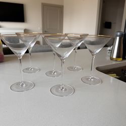 Gold Rim Martini Glasses